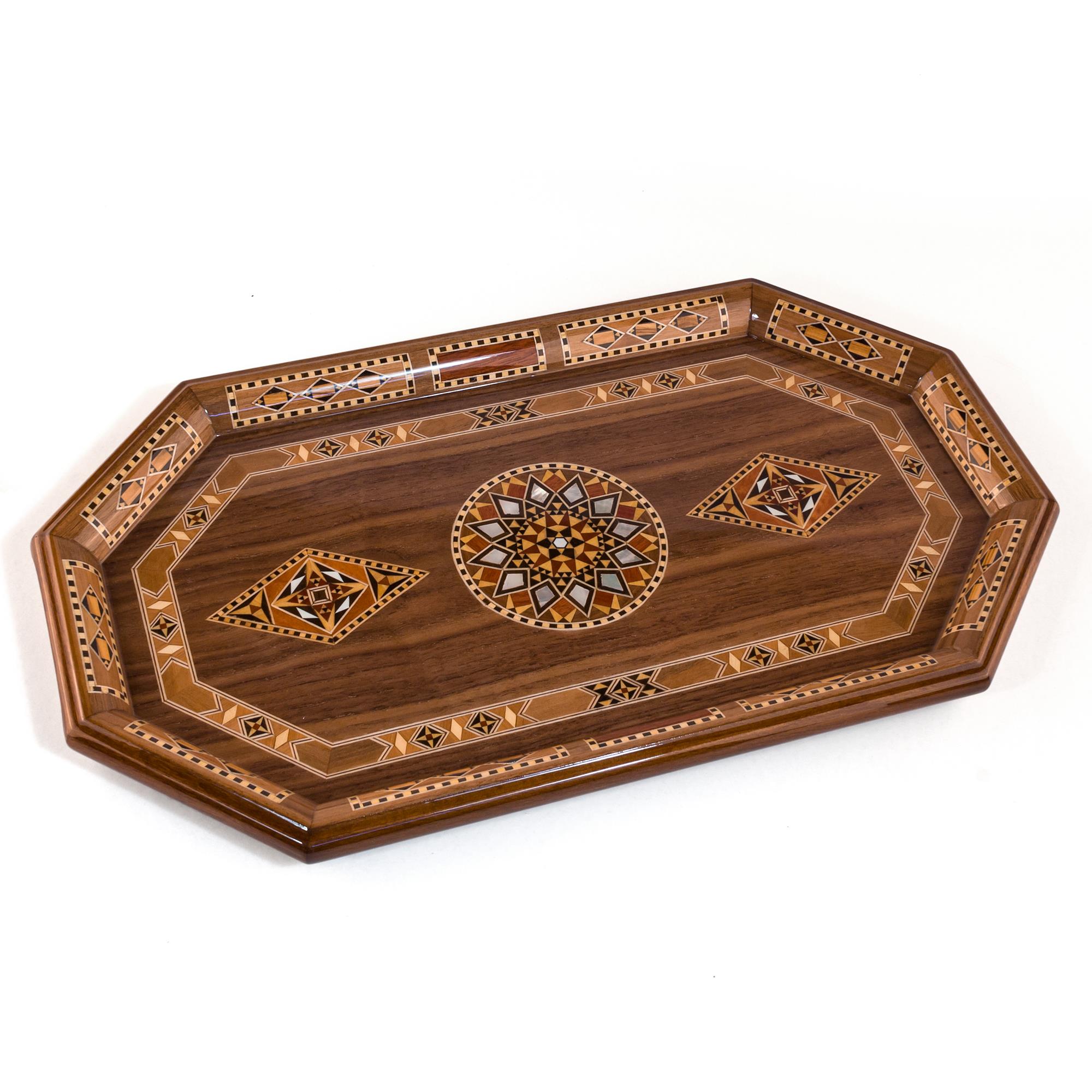 TİRYAKİ BOMBE ORTA TEPSI (48x28x3 cm)Helena Wood Art728641.WALM