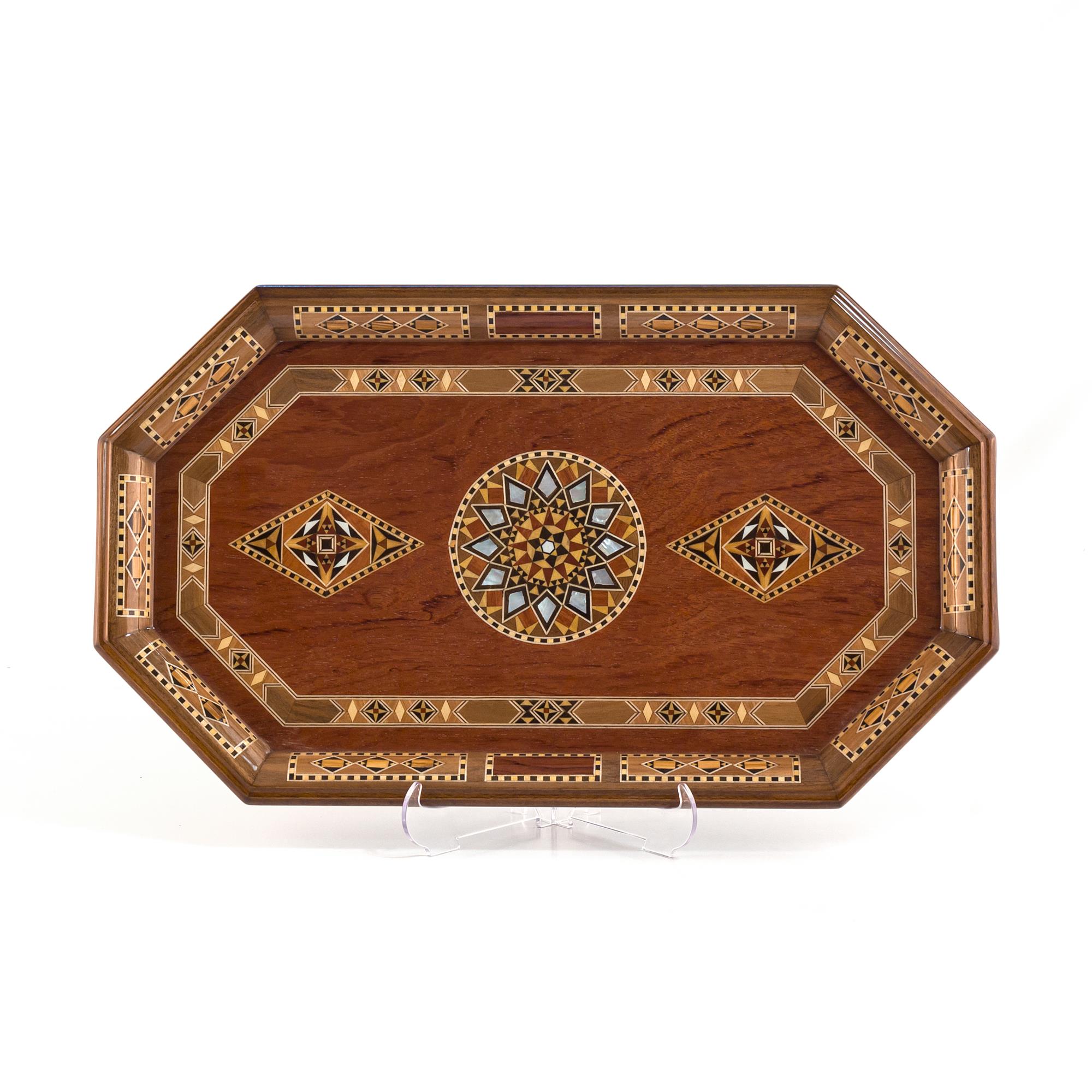 TİRYAKİ BOMBE ORTA TEPSI (48x28x3 cm)Helena Wood Art728641.ROSM