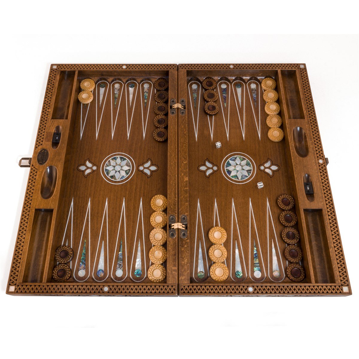 Topkapı Backgammon Set - Green & White Mother of PearlHelena Wood Art2225