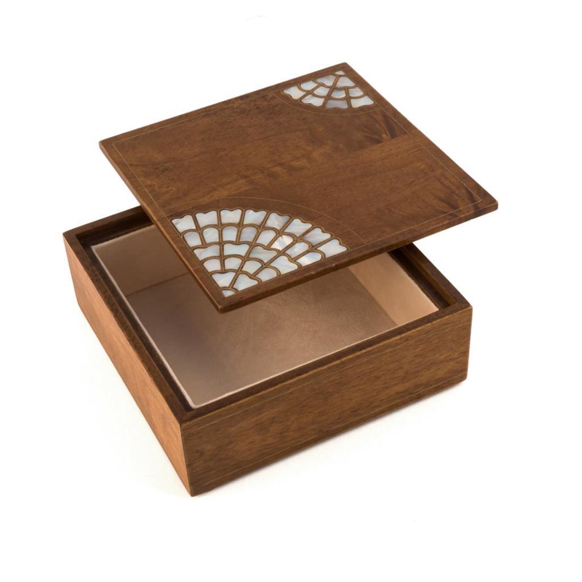 YEŞİL SEDEFLİ KAPAKLI CEVİZ KUTU(20*20*7.5 cm)Helena Wood Art