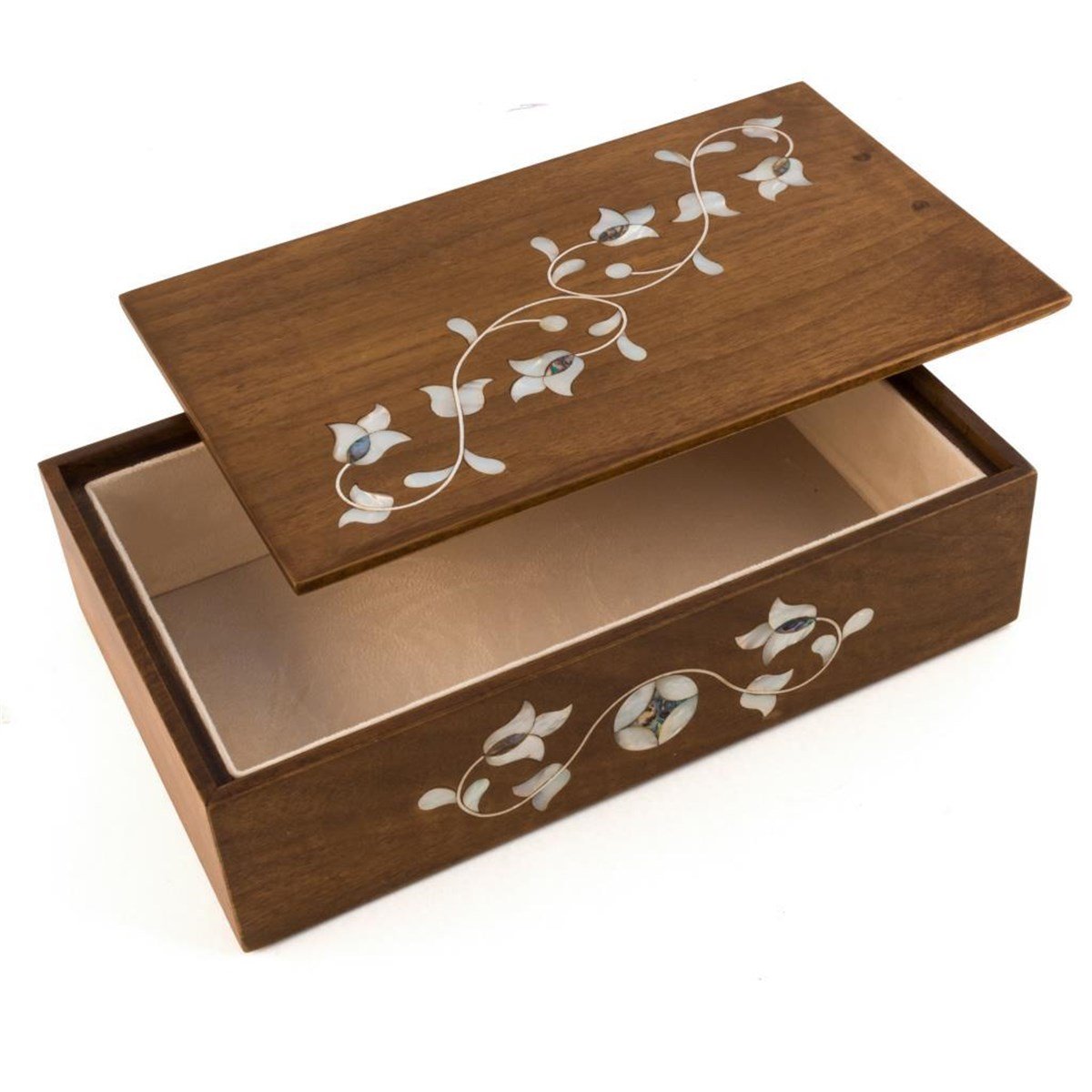 YEŞİL SEDEFLİ  KAPAKLI CEVİZ KUTU(35*21*10cm)Helena Wood Art