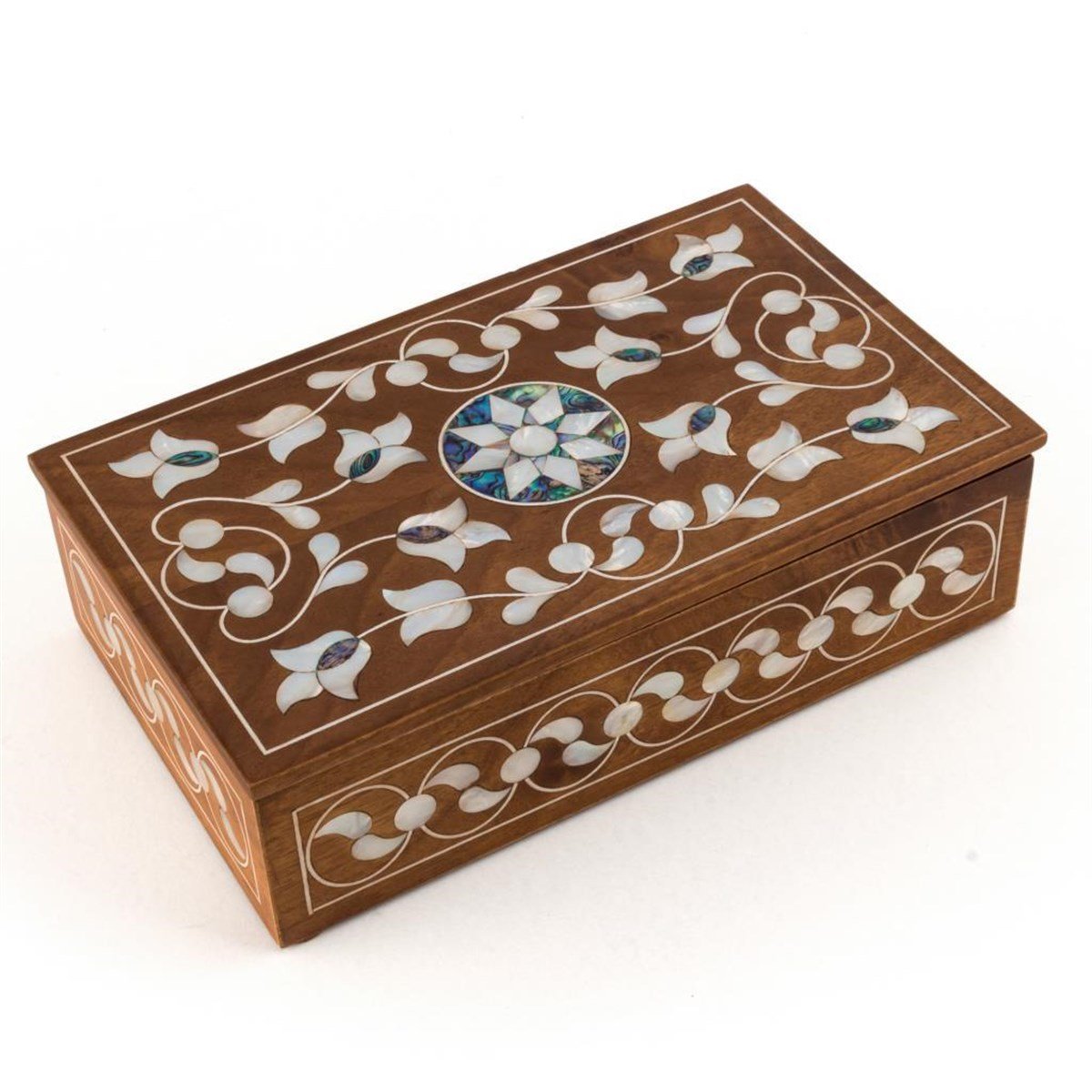 YEŞİL YOĞUN SEDEFLİ  KAPAKLI CVZ KUTU(30*18*9 cm)Helena Wood Art