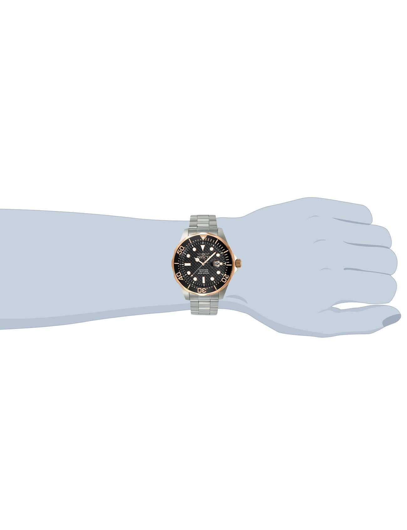 INVICTA Pro Diver Men 47mm Stainless Steel Rose Gold + Steel Black dial PC32 Quartz
