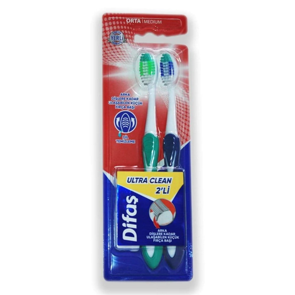 DİFAŞ DİŞ FIRÇASI ULTRA CLEAN 2'Lİ ( ORTA )