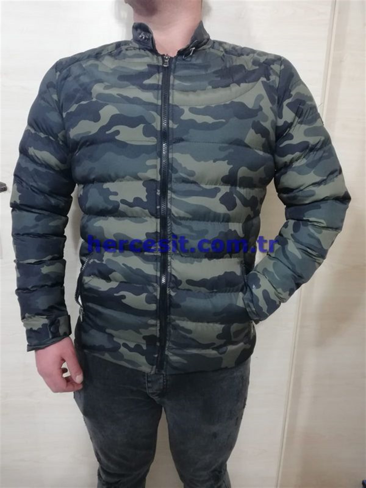 Erkek Kamuflaj Model Şişme Mont