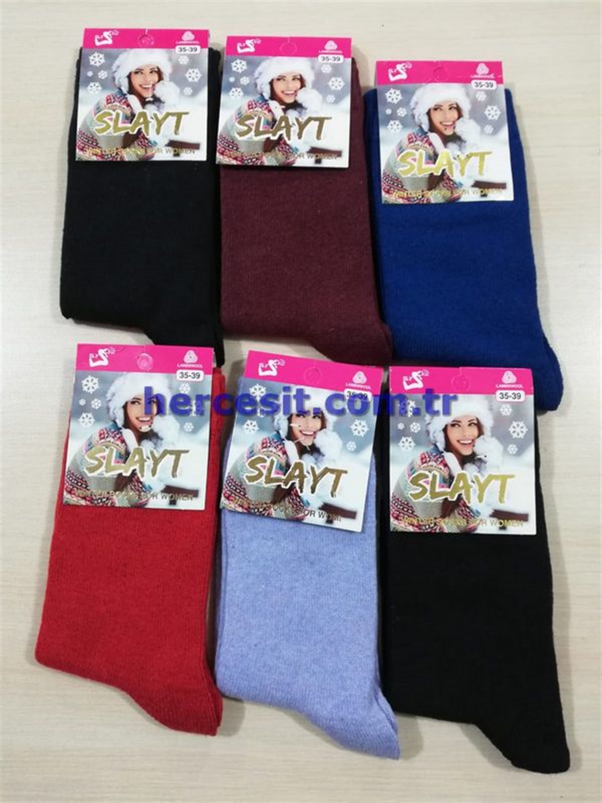 Slayt Bayan Yün Çorap Paketli (6 adet)