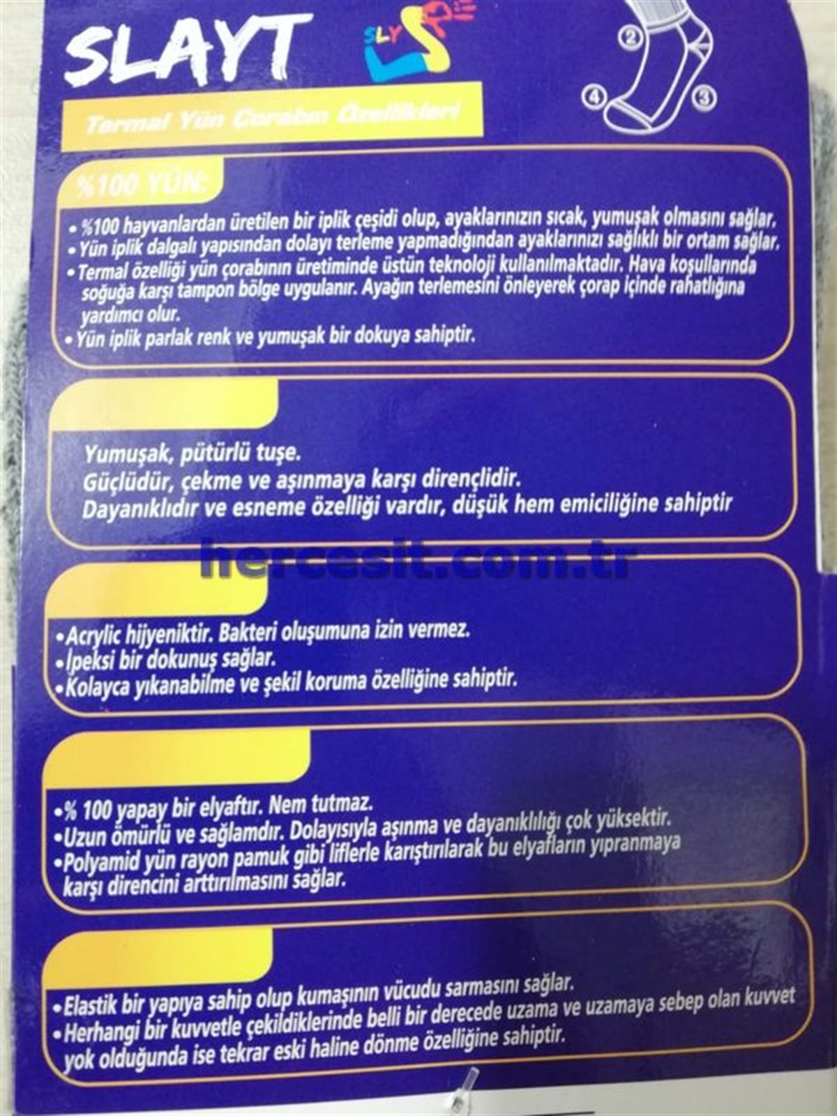Slayt Erkek Yün Çorap Paketli (6 adet)