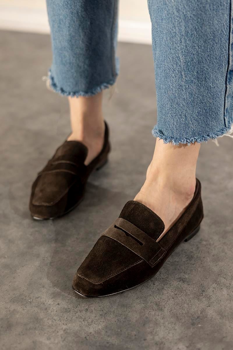 Acı Kahve Hakiki Süet Loafer Violin