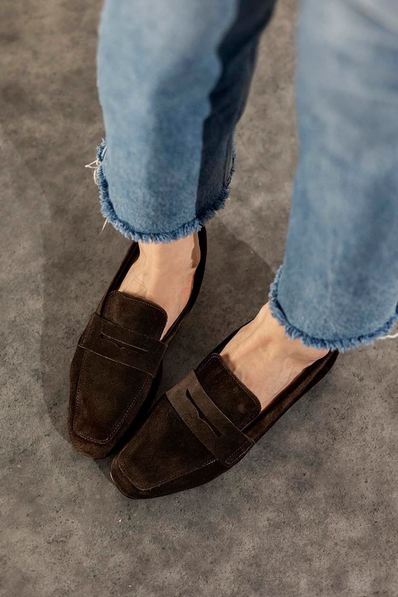 Acı Kahve Hakiki Süet Loafer Violin