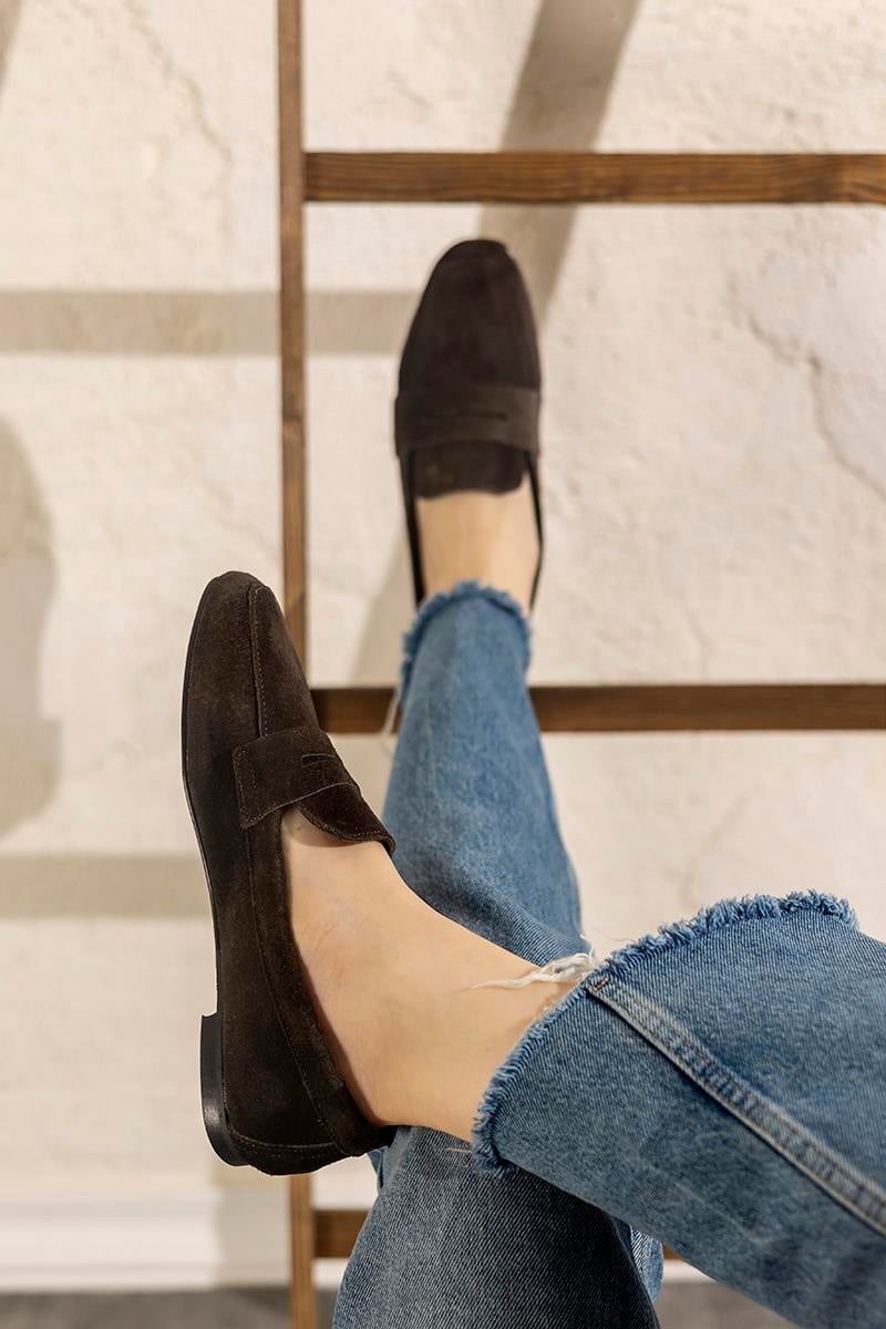 Acı Kahve Hakiki Süet Loafer Violin