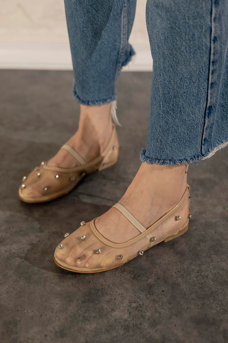 Bej 1 cm Topuk Kadın Babet Mira