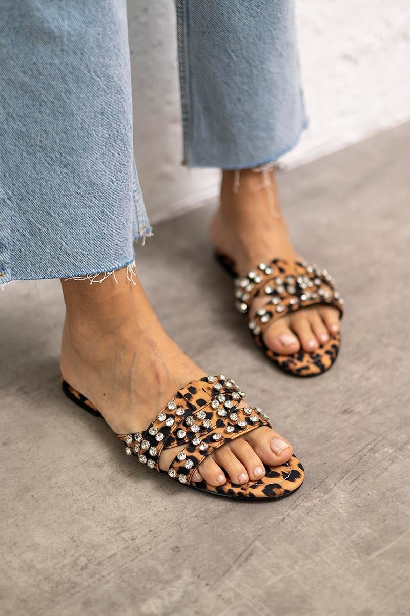 Leopar 1 cm Topuk Kadın Terlik Mov