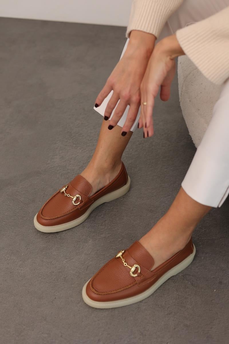 Taba Mat Kadın Loafer  Ayakkabı Sofya