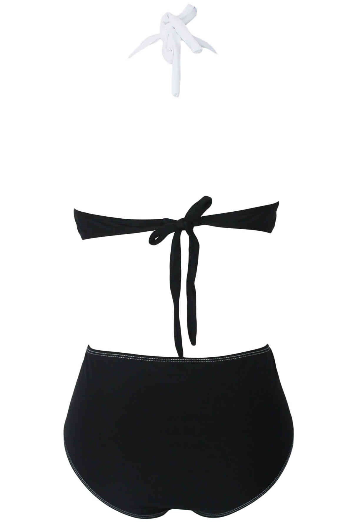Angelsin Kaplı Siyah Beyaz Tasarım Bikini