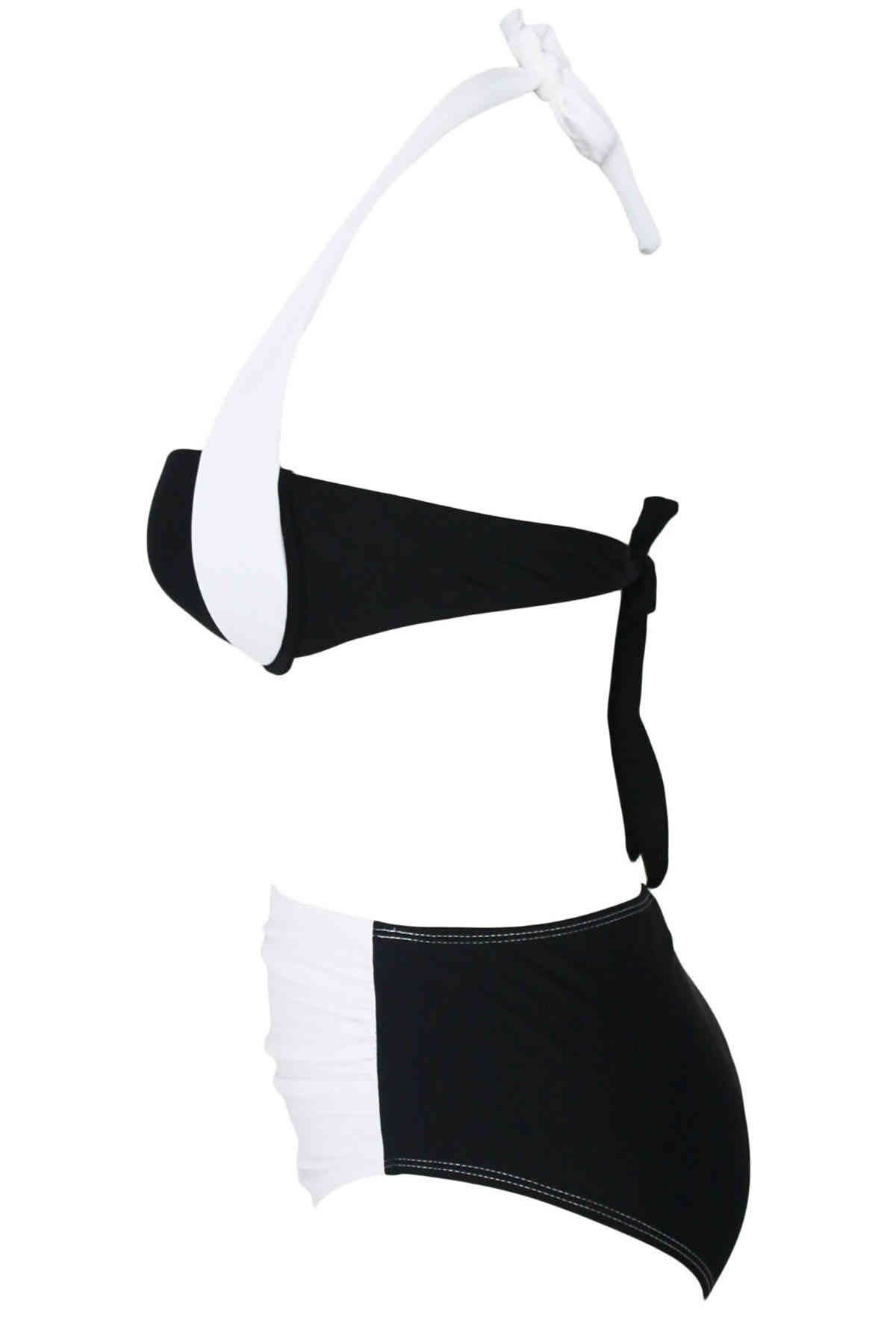 Angelsin Kaplı Siyah Beyaz Tasarım Bikini