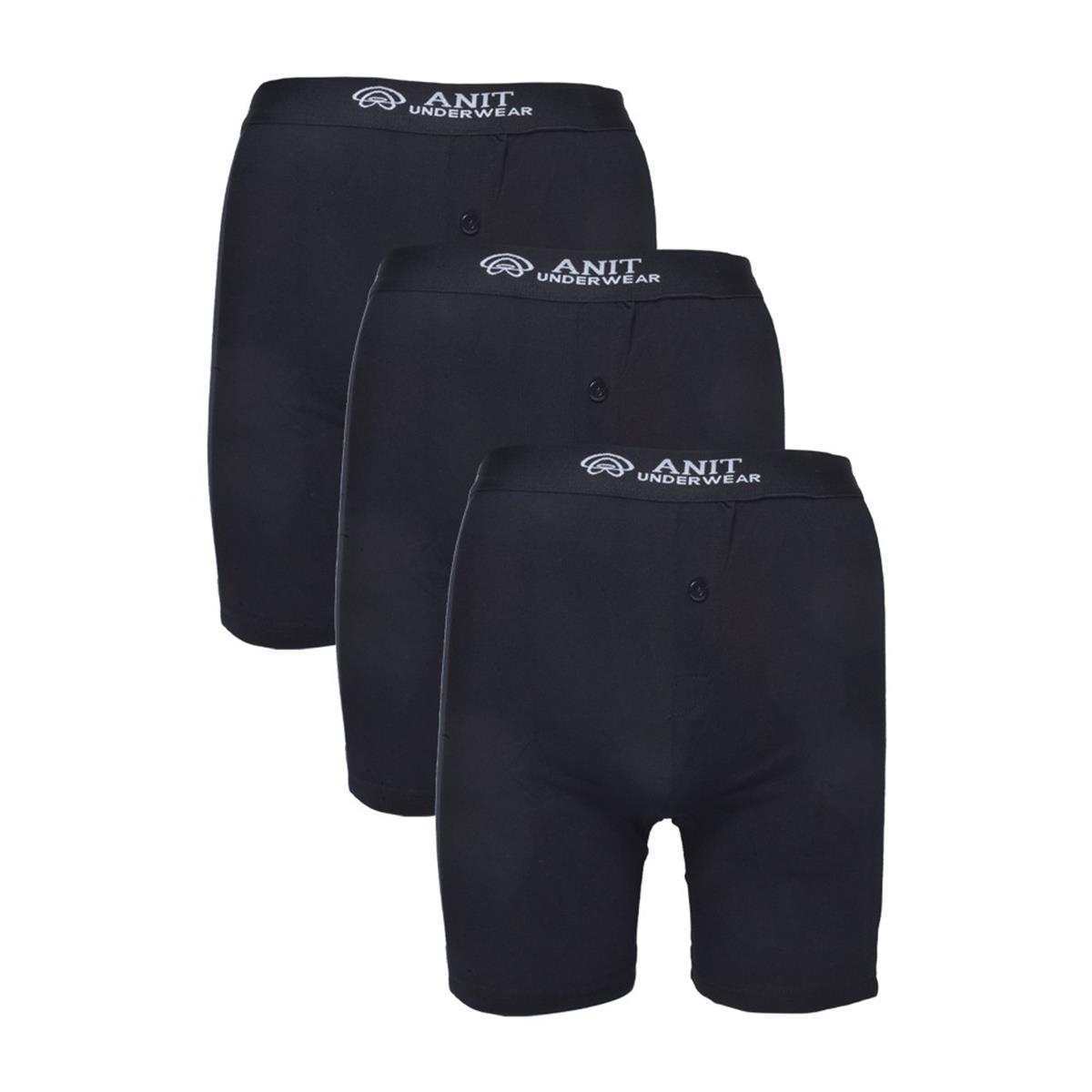 BoxerAnıt 1114 3'lü Düğmeli Likralı Penye Erkek Uzun Boxer 