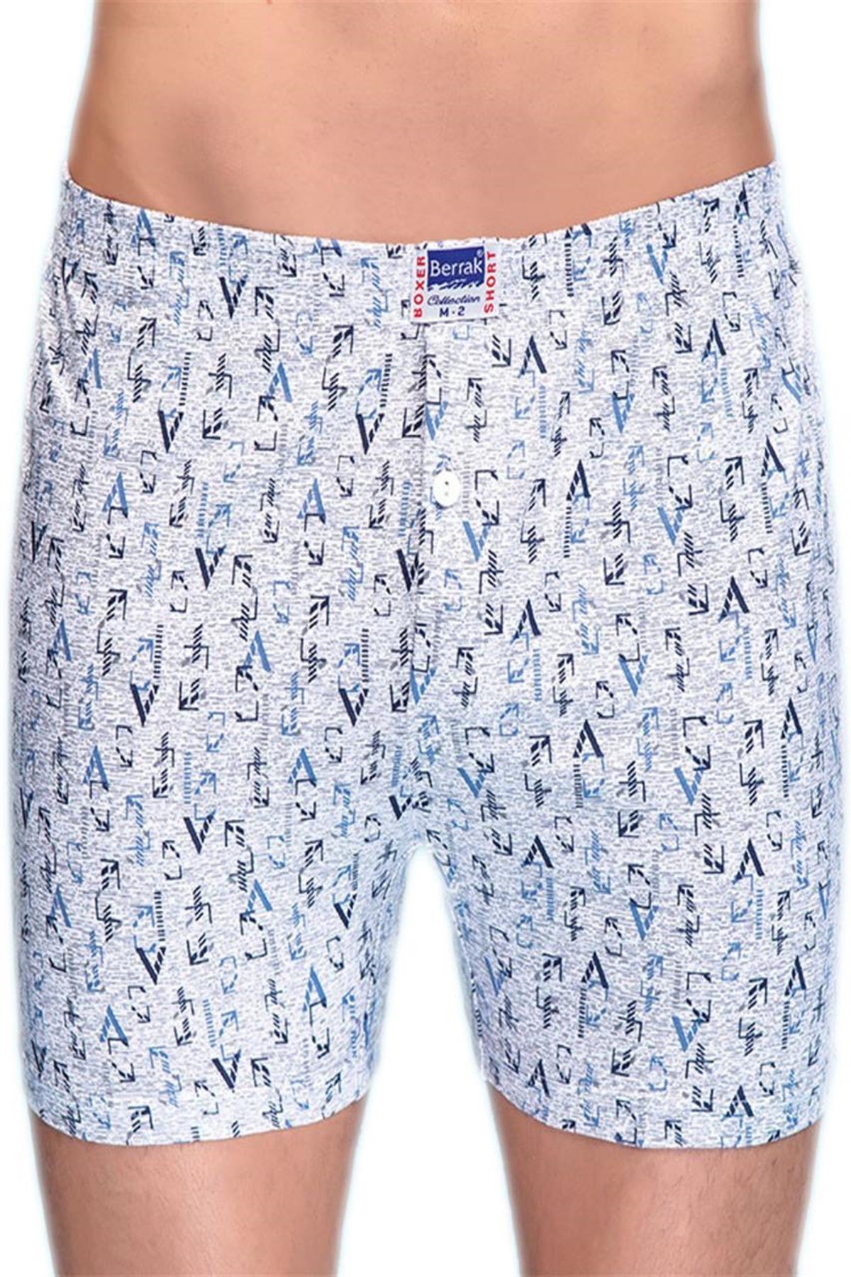 BoxerBerrak 1053 %100 Pamuk Desenli Penye Erkek Boxer