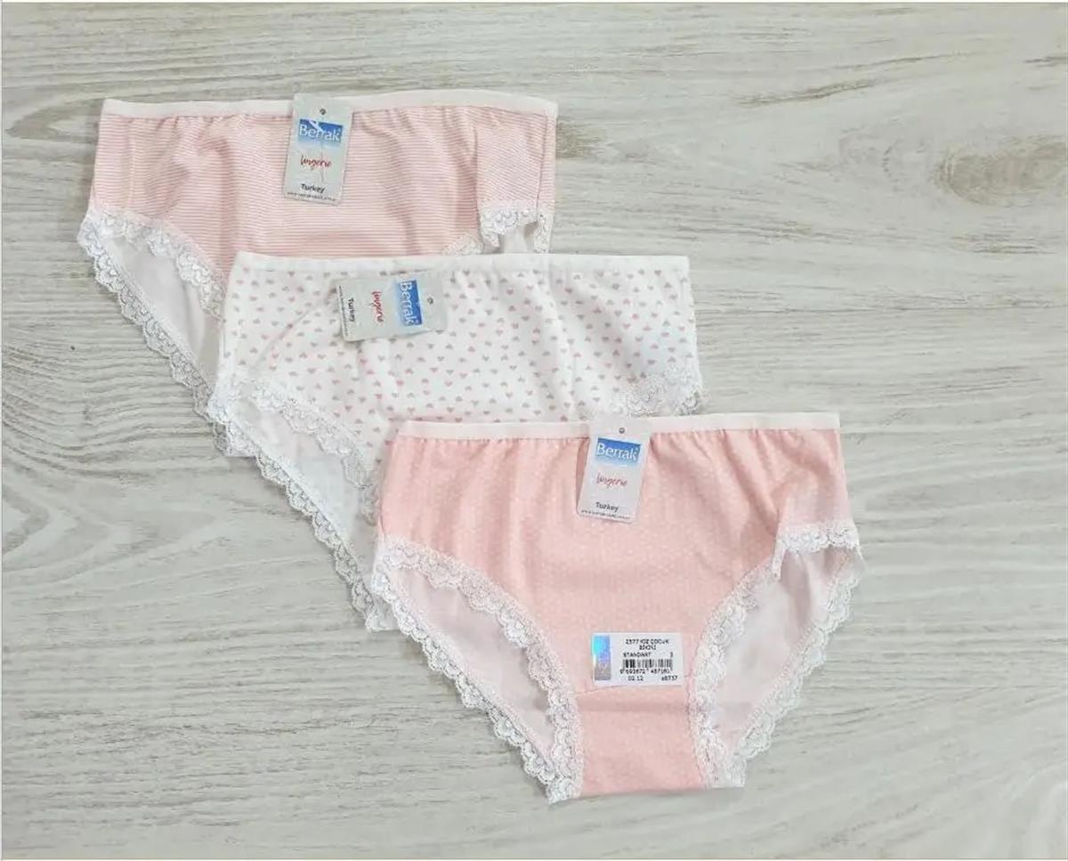 İç GiyimBerrak 2577 Dantel Kenarlı Desenli Kız Çocuk Bikini Külot