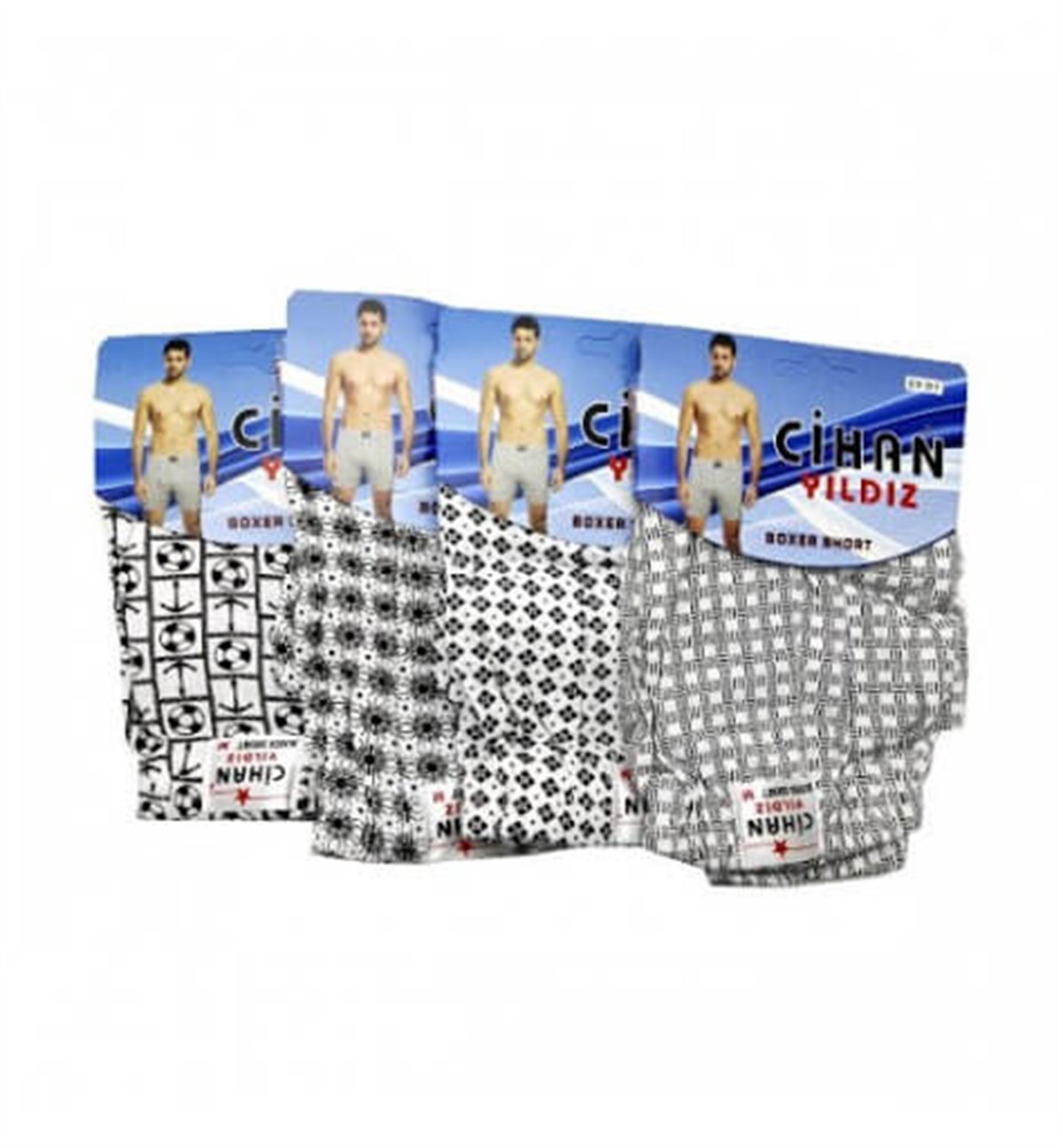 BoxerCihan Yıldız 2010 6'lı Paket Karışık Desenli Erkek Boxer