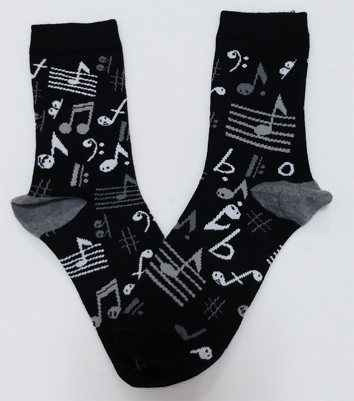 Soket ÇorapSiyah Unisex Müzik Notalı Çorap