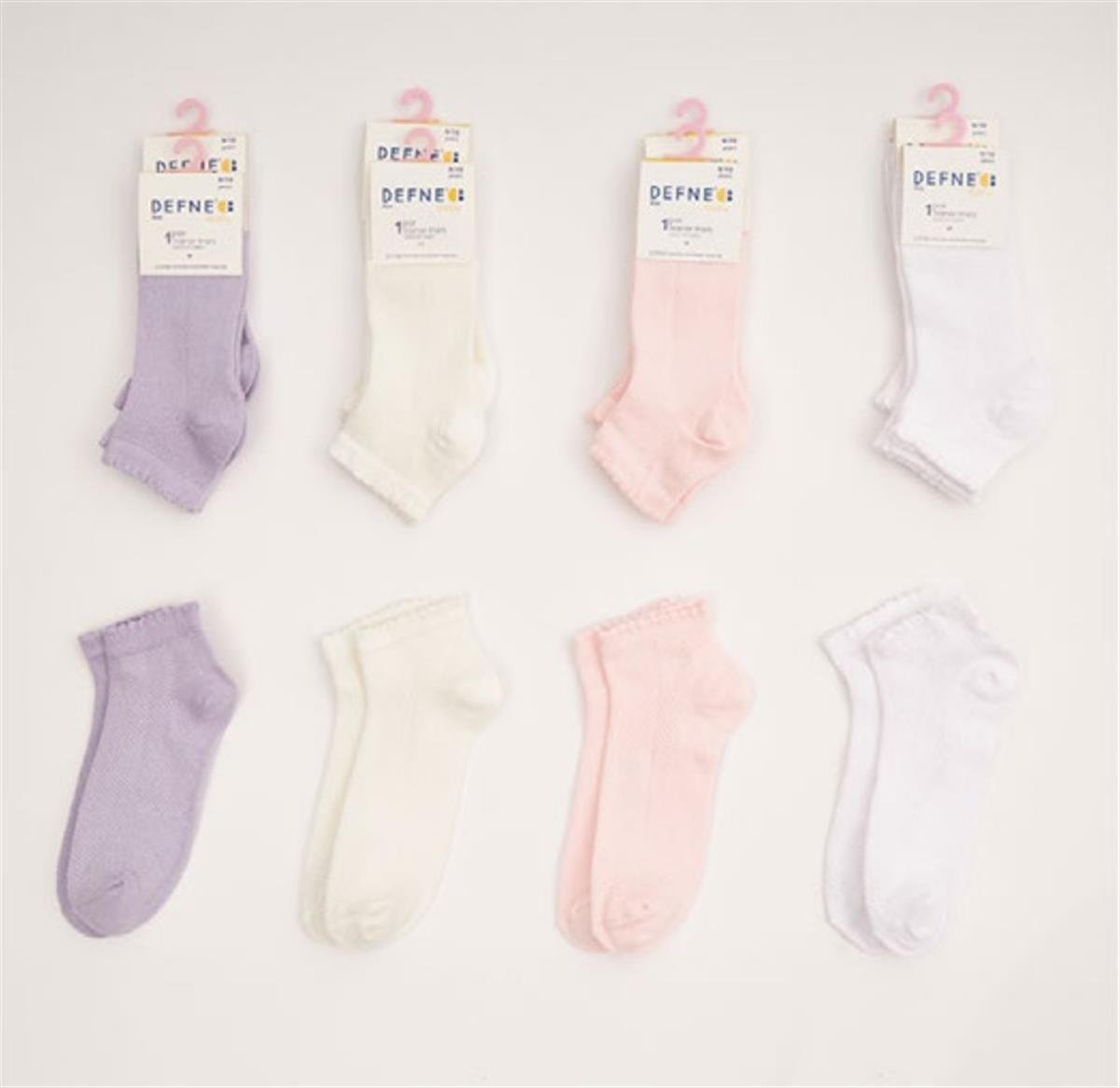 Çorap12'li Paket Düz Renkli Kız Çocuk Soket Çorap