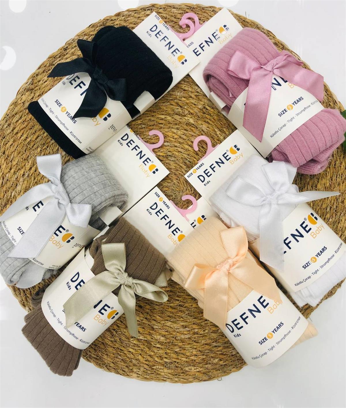 Çorap6'lı Paket Fitilli Fiyonk Süslemeli Açık Renk Mevsimlik Külotlu Çorap