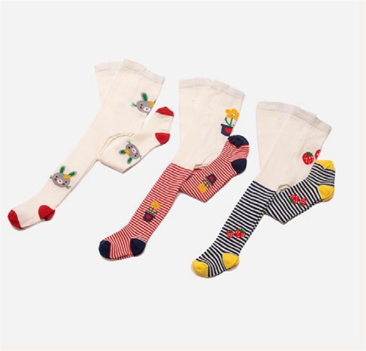 Çorap6'lı Paket Tavşan, Çilek Desenli Kız Bebek Külotlu Çorap