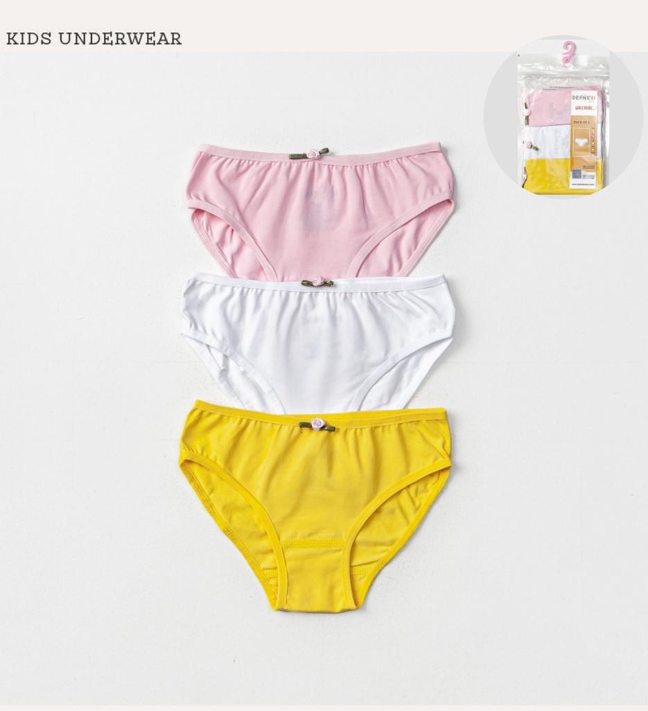 İç GiyimKarışık Renkli Likralı Penye 3'lü Kız Çocuk Slip Set