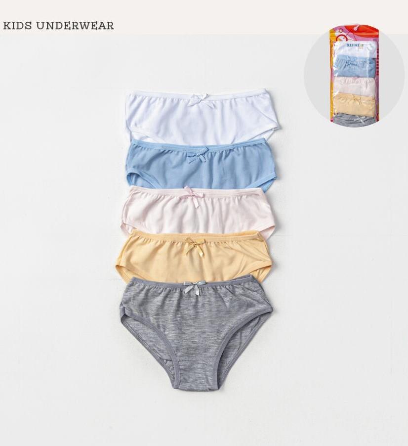 İç GiyimKarışık Renkli Likralı Penye 5'li Kız Çocuk Slip Set