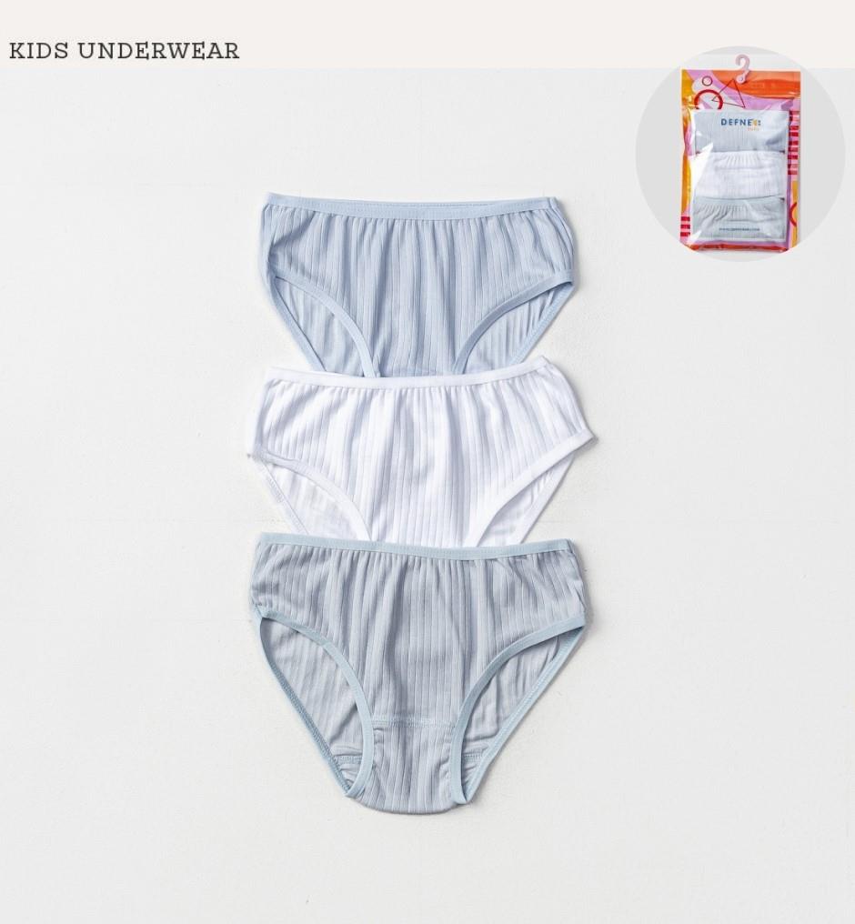 İç GiyimLikralı Penye 3'lü Kız Çocuk Çizgili Slip Set