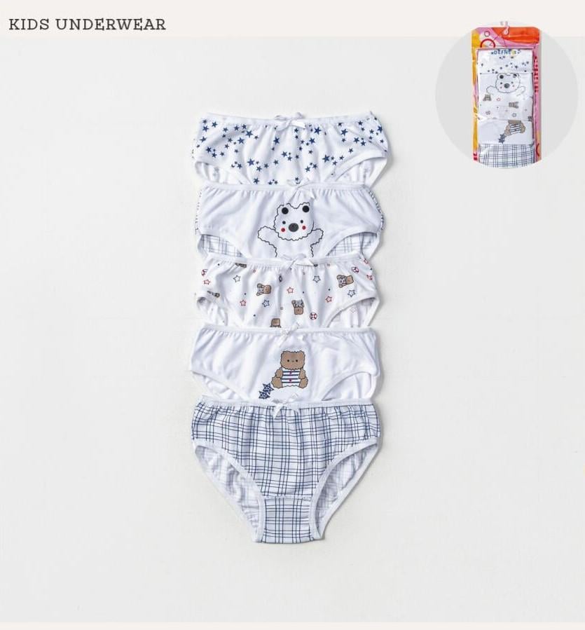 İç GiyimOyuncak Ayıcık Desenli Likralı Penye 5'li Kız Çocuk Slip Set