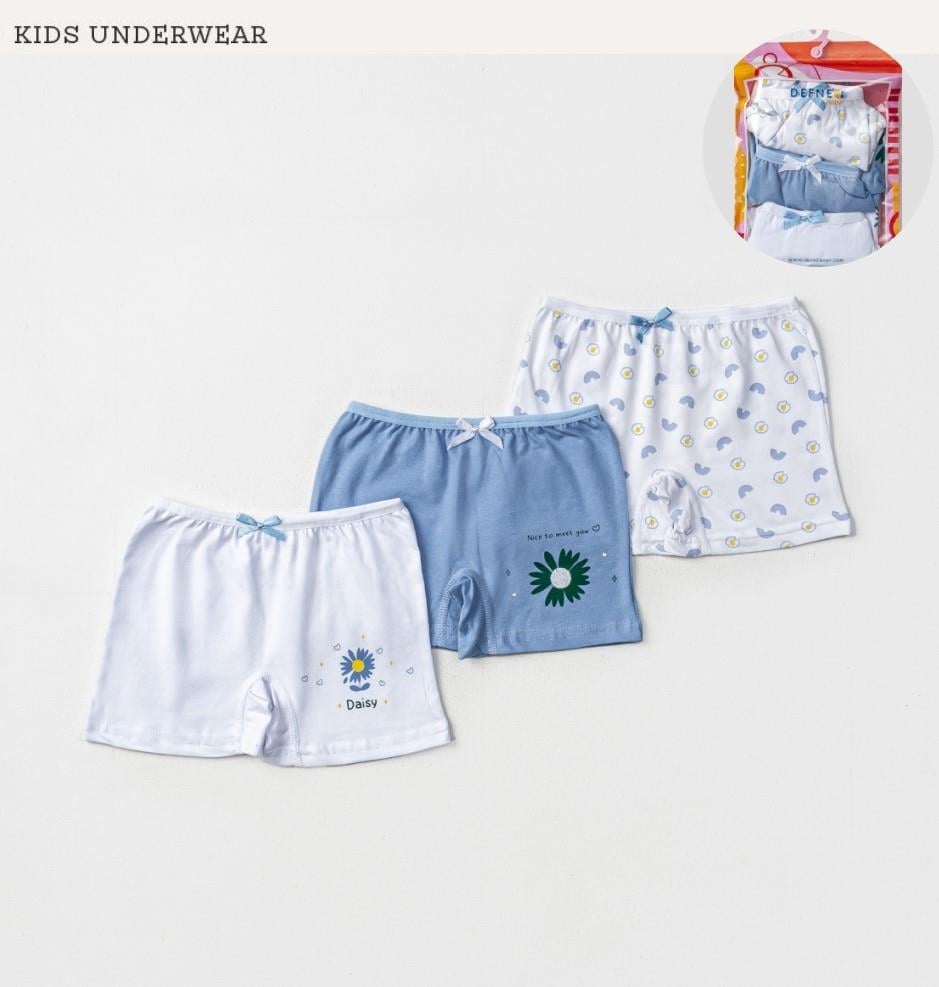 İç GiyimPapatya Desenli Likralı Penye 3'lü Kız Çocuk Boxer Set