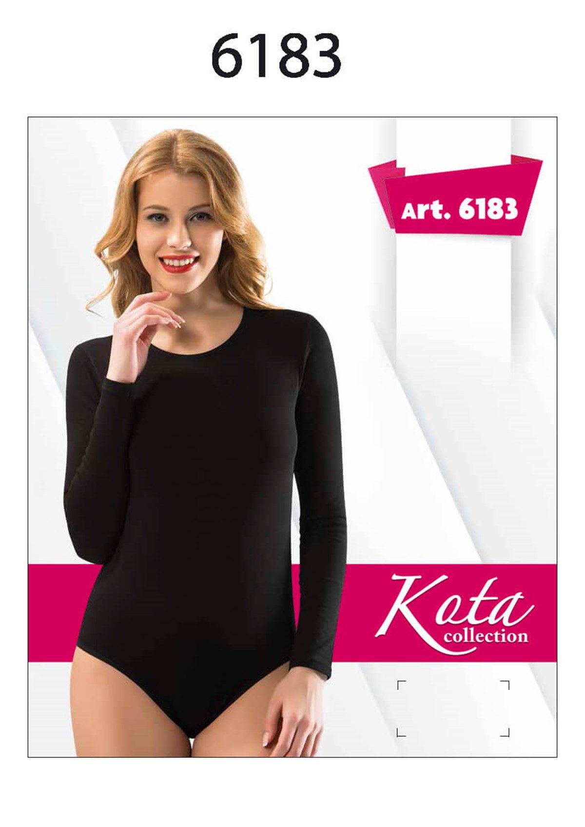 Atlet, Fanila, BodyBisiklet Yaka Bayan Uzun Kollu Çıtçıtlı Body Kota 6183