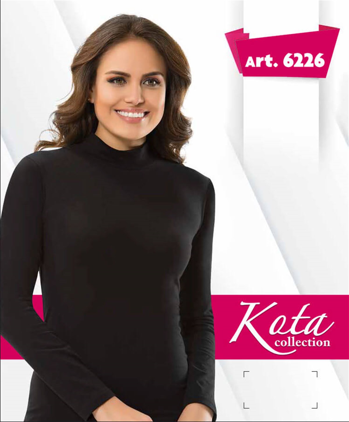 Atlet, Fanila, BodyYarım Boğazlı Likralı Bayan Uzun Kollu Tişört Kota 6226