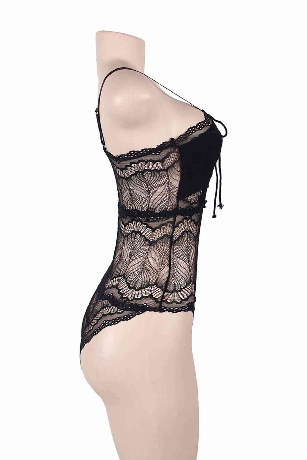 Merry See Dantel İşlemeli Siyah  Body Gecelik