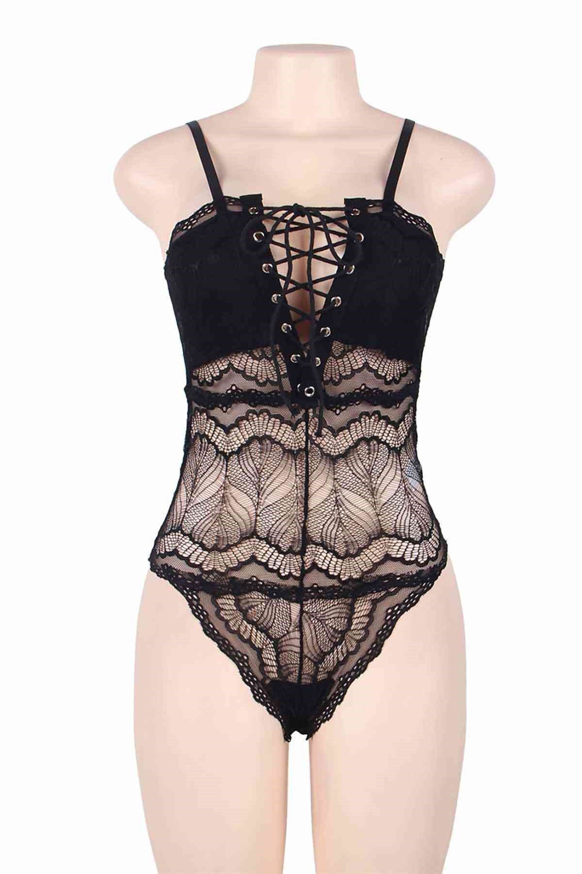Merry See Dantel İşlemeli Siyah  Body Gecelik