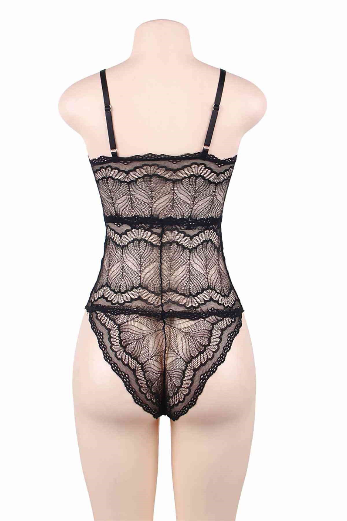 Merry See Dantel İşlemeli Siyah  Body Gecelik