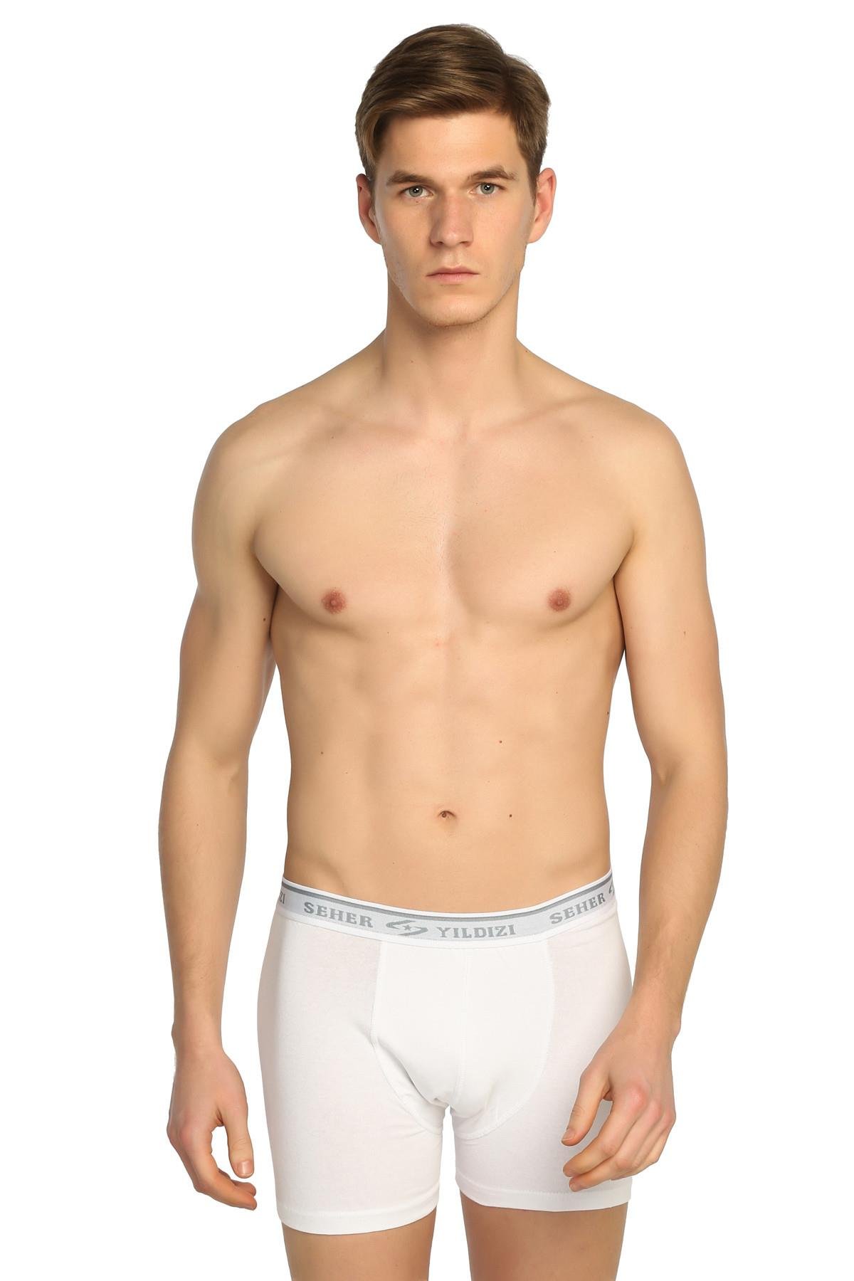 BoxerSeher Yıldızı Penye Düz Renk Likralı Erkek Boxer