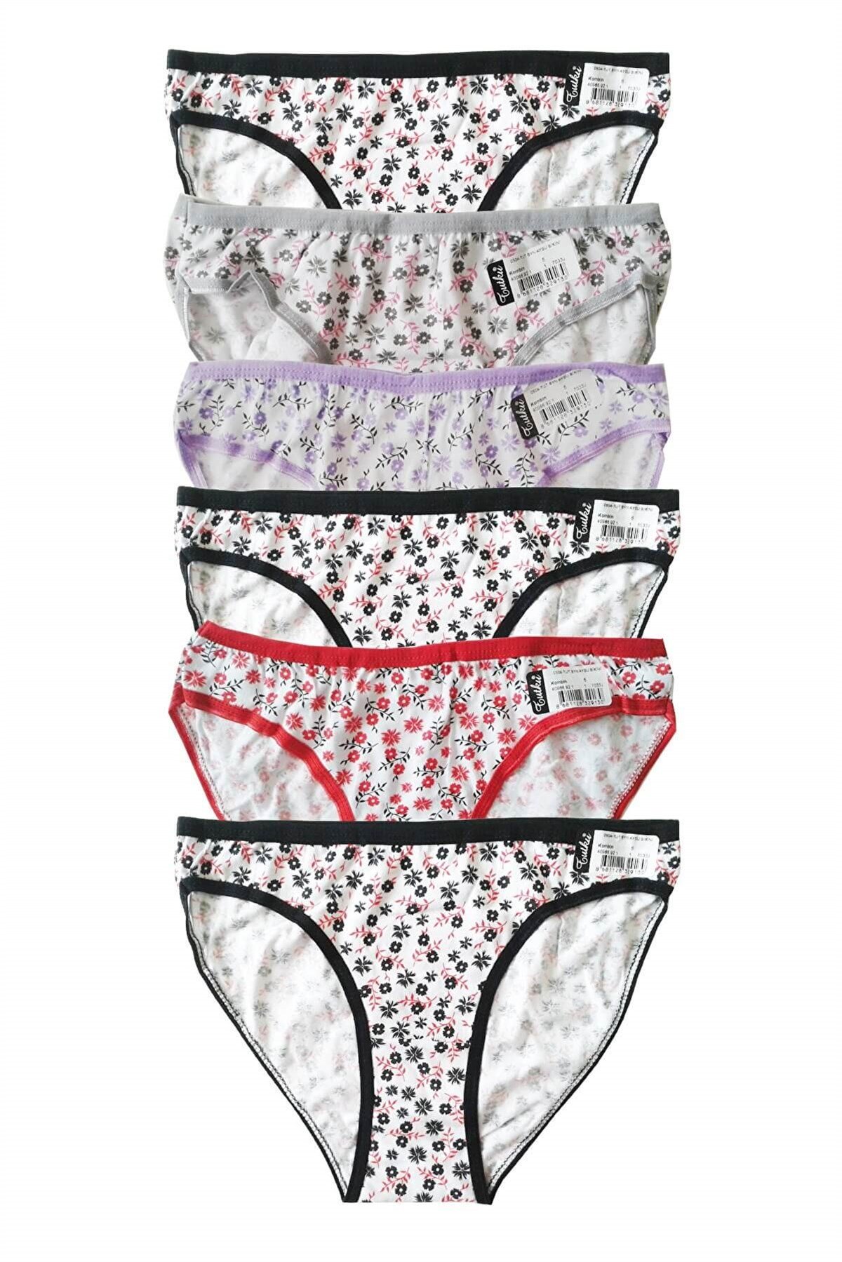 Külot, String, Tanga12'li Paket Tutku 0504 Aysu Çiçekli Pamuk Bayan Elastan Bikini Külot