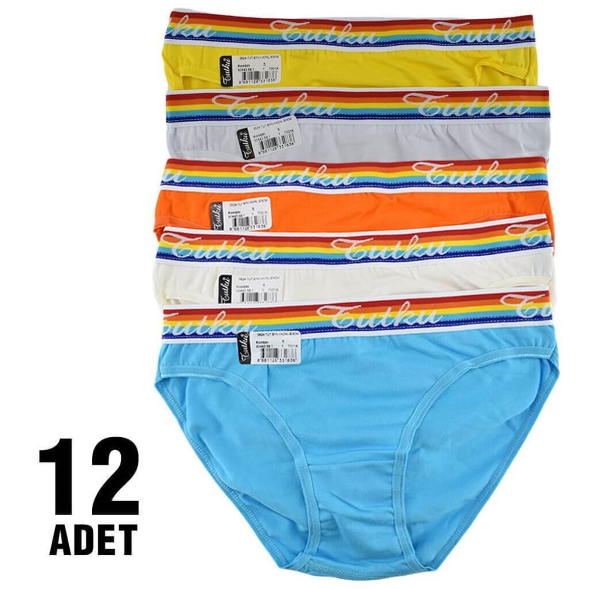 Külot, String, Tanga12'li Paket Tutku 0524 Hazal Bayan Elastan Bikini Külot