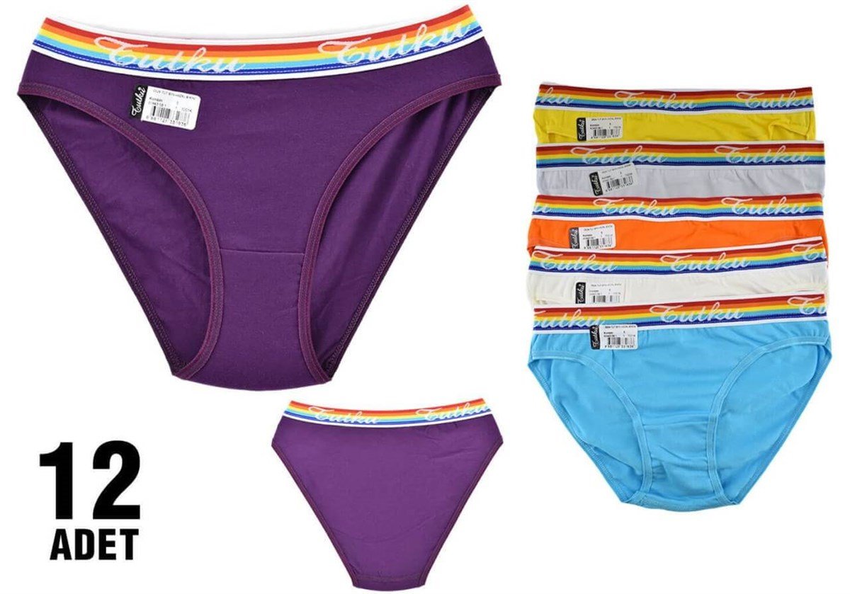 Külot, String, Tanga12'li Paket Tutku 0524 Hazal Bayan Elastan Bikini Külot