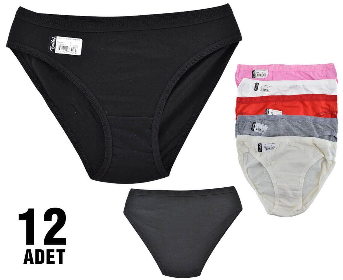 Külot, String, Tanga12'li Paket Tutku 0531 Nevra Beli Lastikli Bayan Elastan Bikini Külot