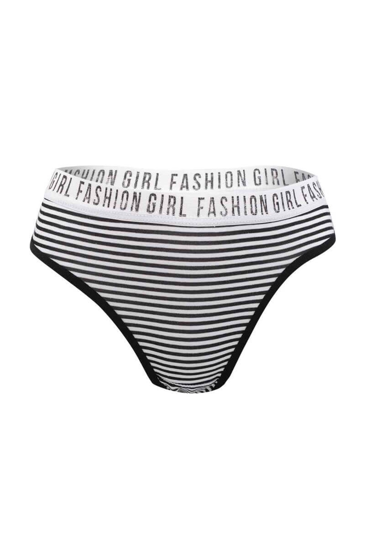Külot, String, Tanga12'li Paket Tutku 0540 Hera Çizgili Beli Lastikli Elastan Bayan Bikini Külot