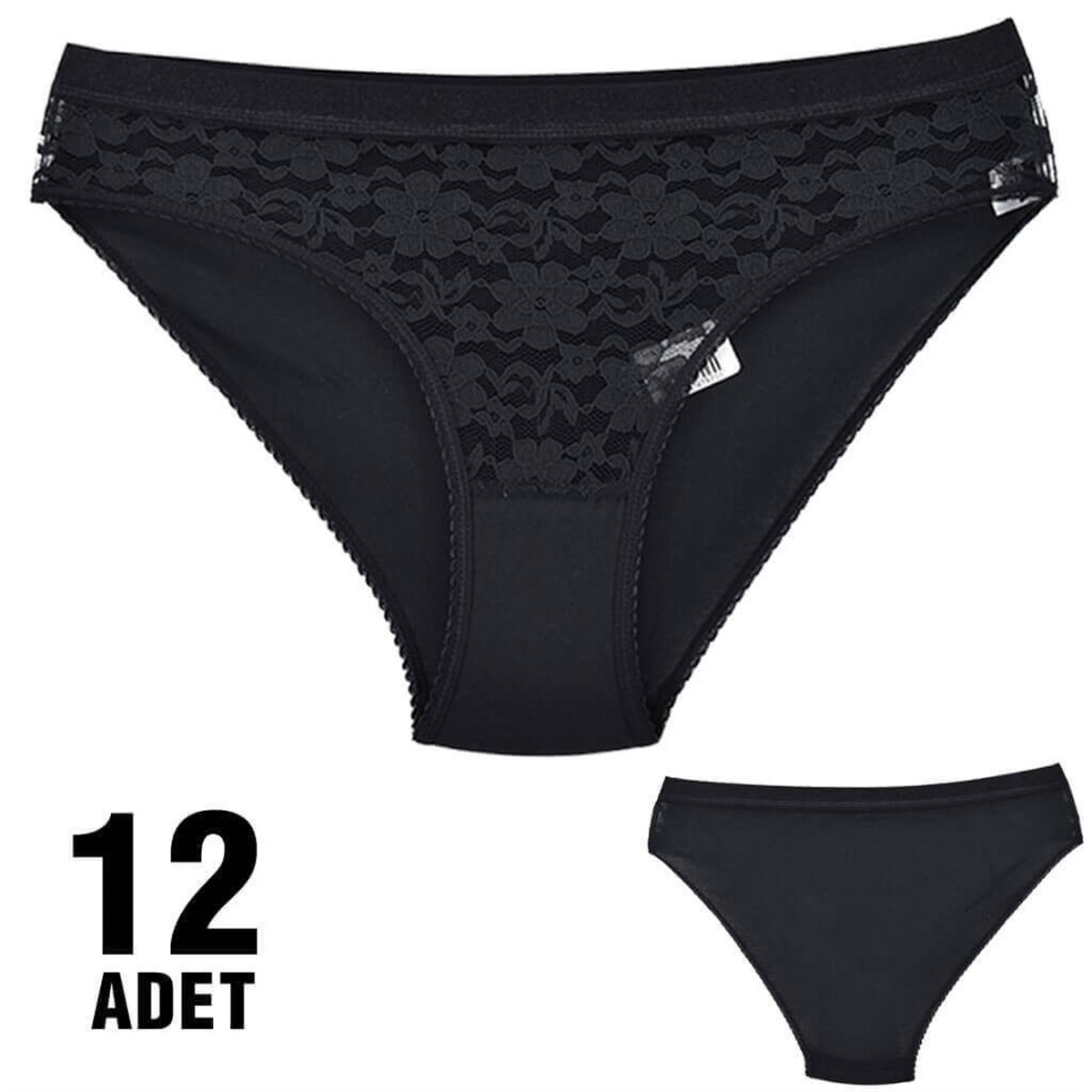 Külot, String, Tanga12'li Paket Tutku 0725 Safir Dantelli Bayan Elastan Bikini Külot