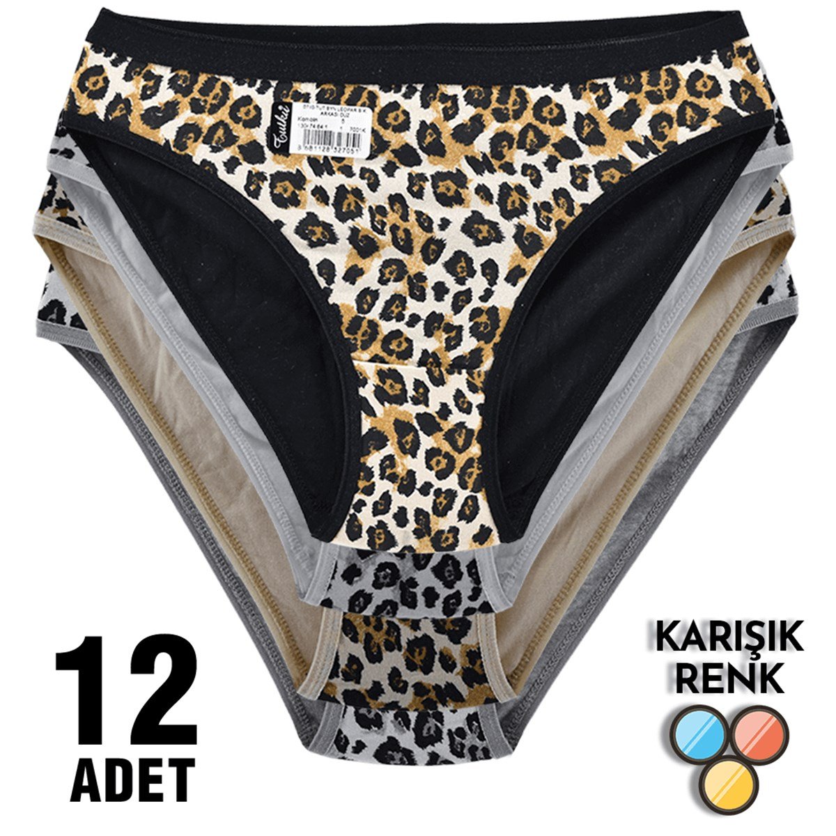 Külot, String, Tanga12'li Paket Tutku 0740 Leopar Bayan Elastan Bikini Külot