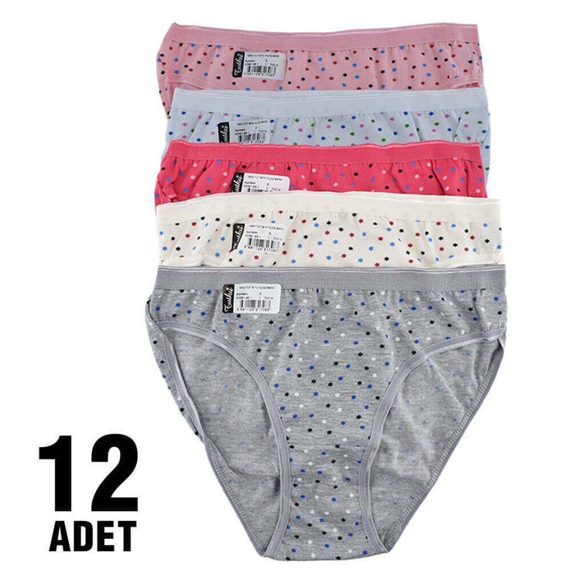 Külot, String, Tanga12'li Paket Tutku 0803 Yıldız Bayan Elastan Bikini Külot