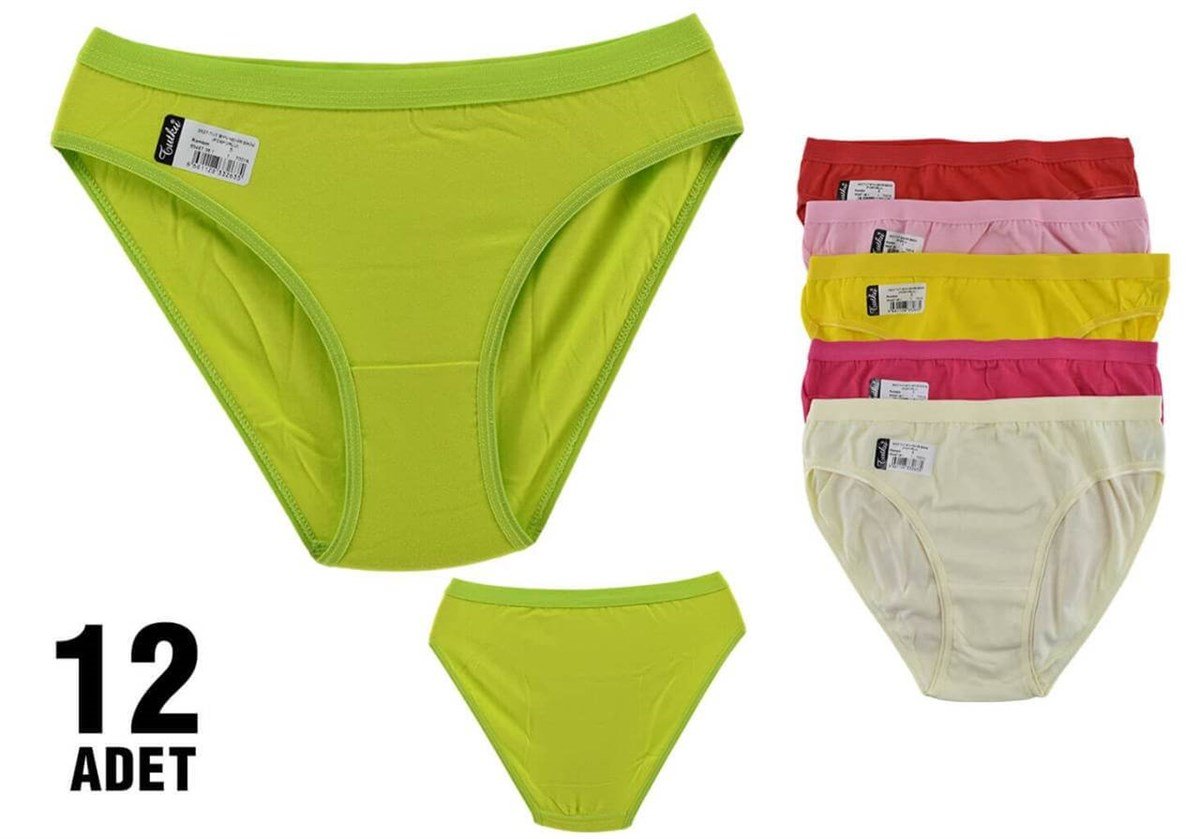 Külot, String, Tanga12'li Paket Tutku Nehir 0527 Fosforlu Elastan Bayan Bikini Külot