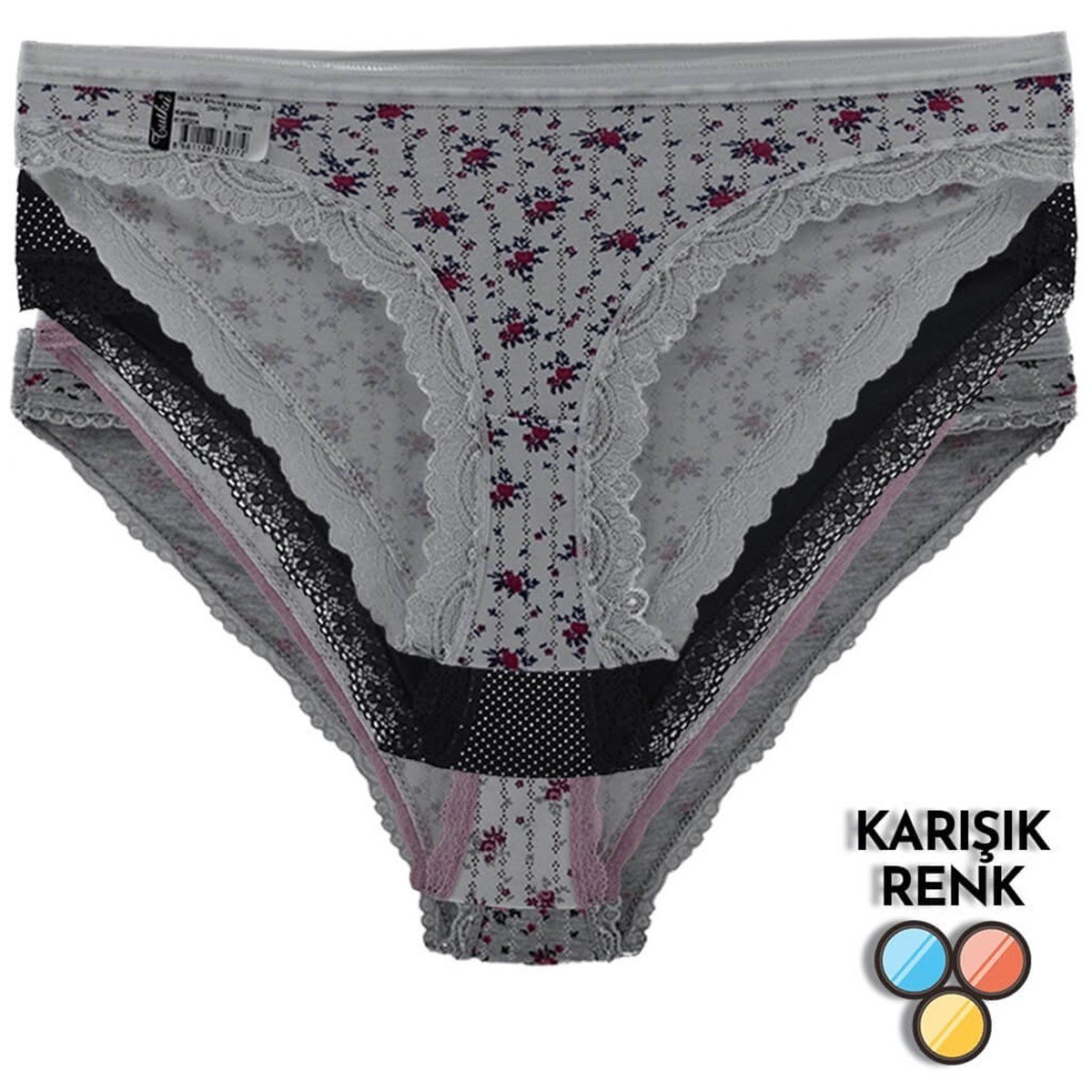 Külot, String, Tanga6'lı Paket Tutku 0528 Nil Desenli Dantelli Elastan Bayan Bikini Külot