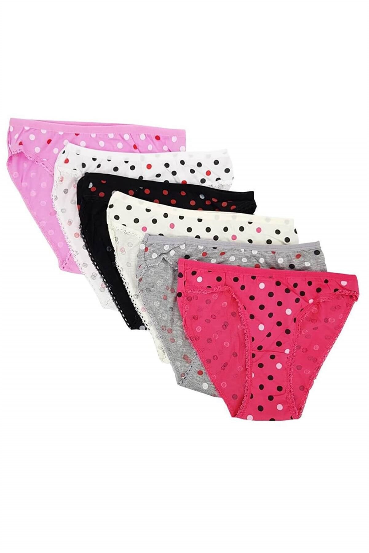 Külot, String, TangaTutku 0535 Kelebek 6'lı Paket Puantiyeli Elastan Bayan Bikini Külot