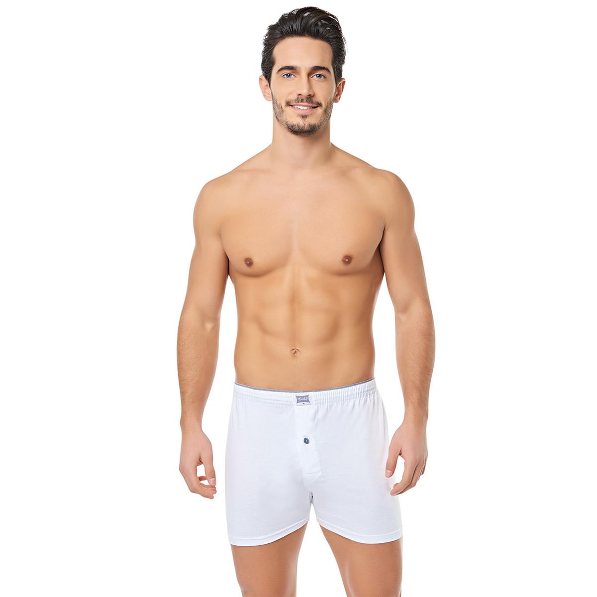 BoxerTutku 3'lü Paket Düğmeli Düz Erkek Boxer